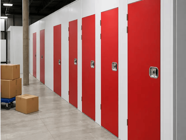 Red storage unit doors at Wadaya Self Storage in Tubli