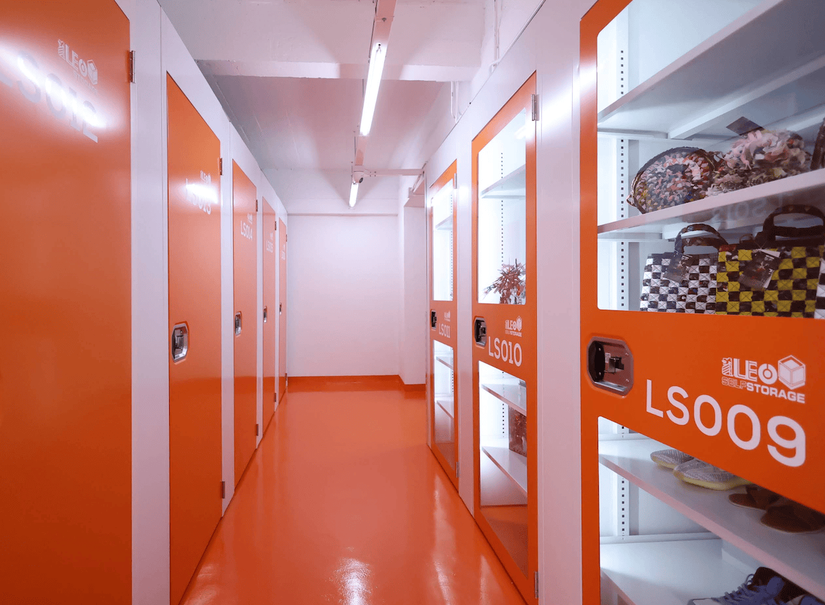LEO Self Storage Chinatown orange storage units corridor