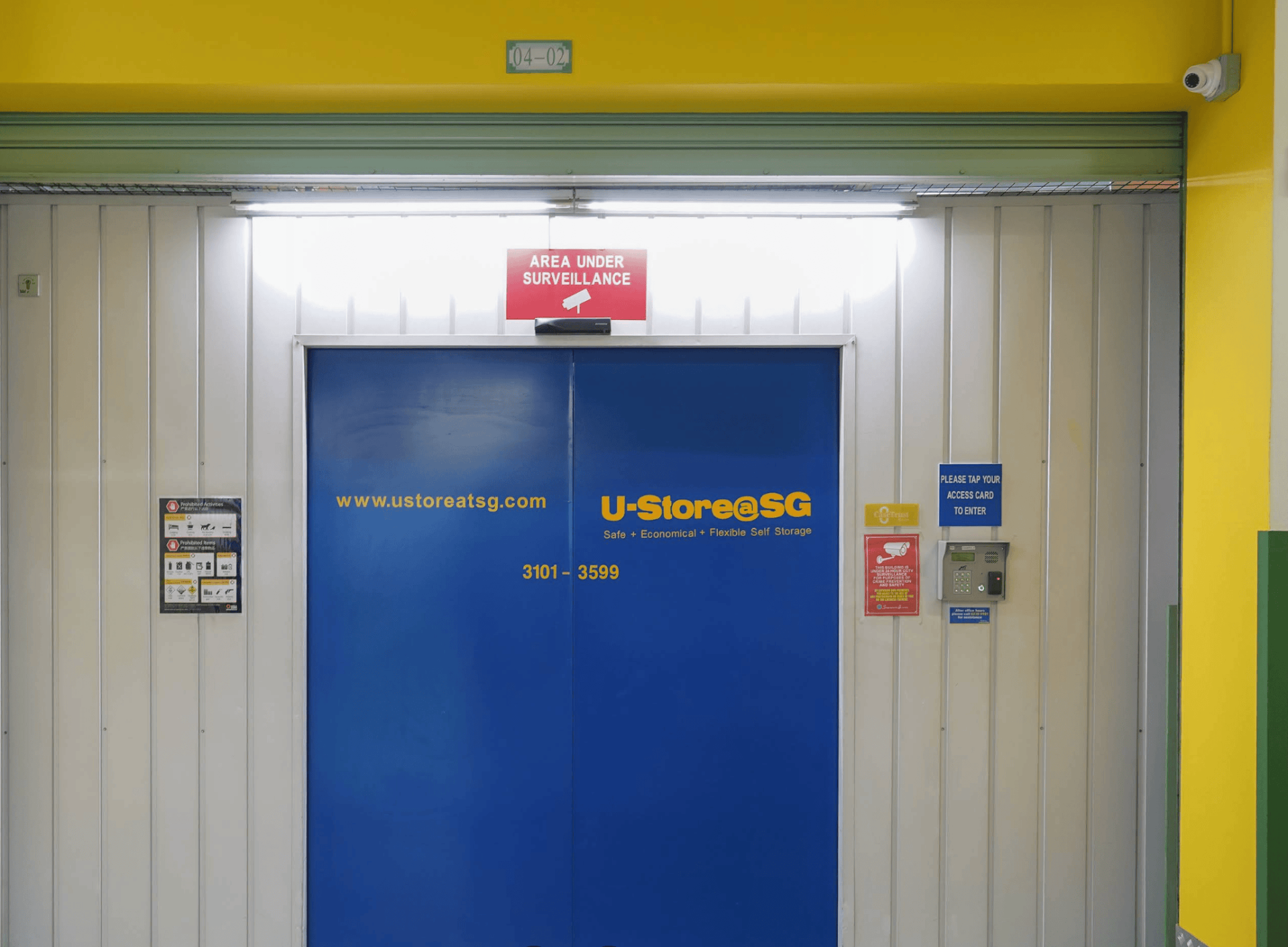 U-Store@SG Ubi facility entrance with CCTV